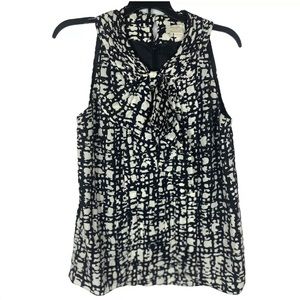 Kate Spade Ivory and Black Bow Blouse - 100% Silk